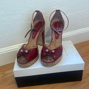 Marc Jacobs red patent leather and cork heels